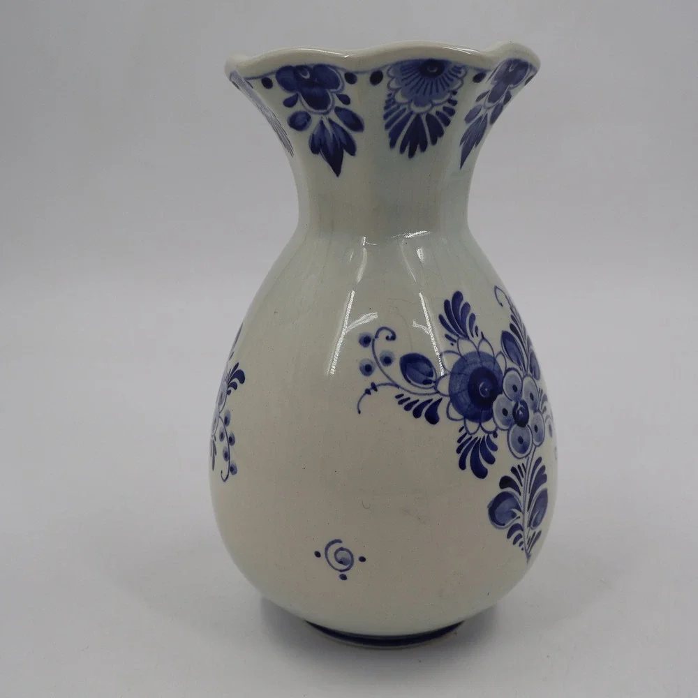 Royal Delft Floral Vase Unisex OS Blue White Hand Painted Holland 5532/23